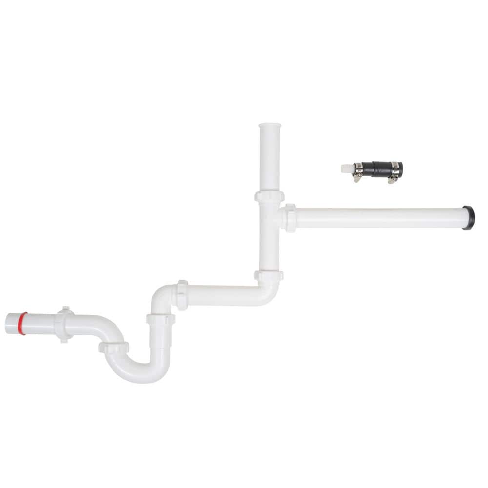 OATEY 1-1/2 in. White Plastic Slip-Joint Garbage Disposal Install Kit with Dishwasher Garbage Disposal Connector