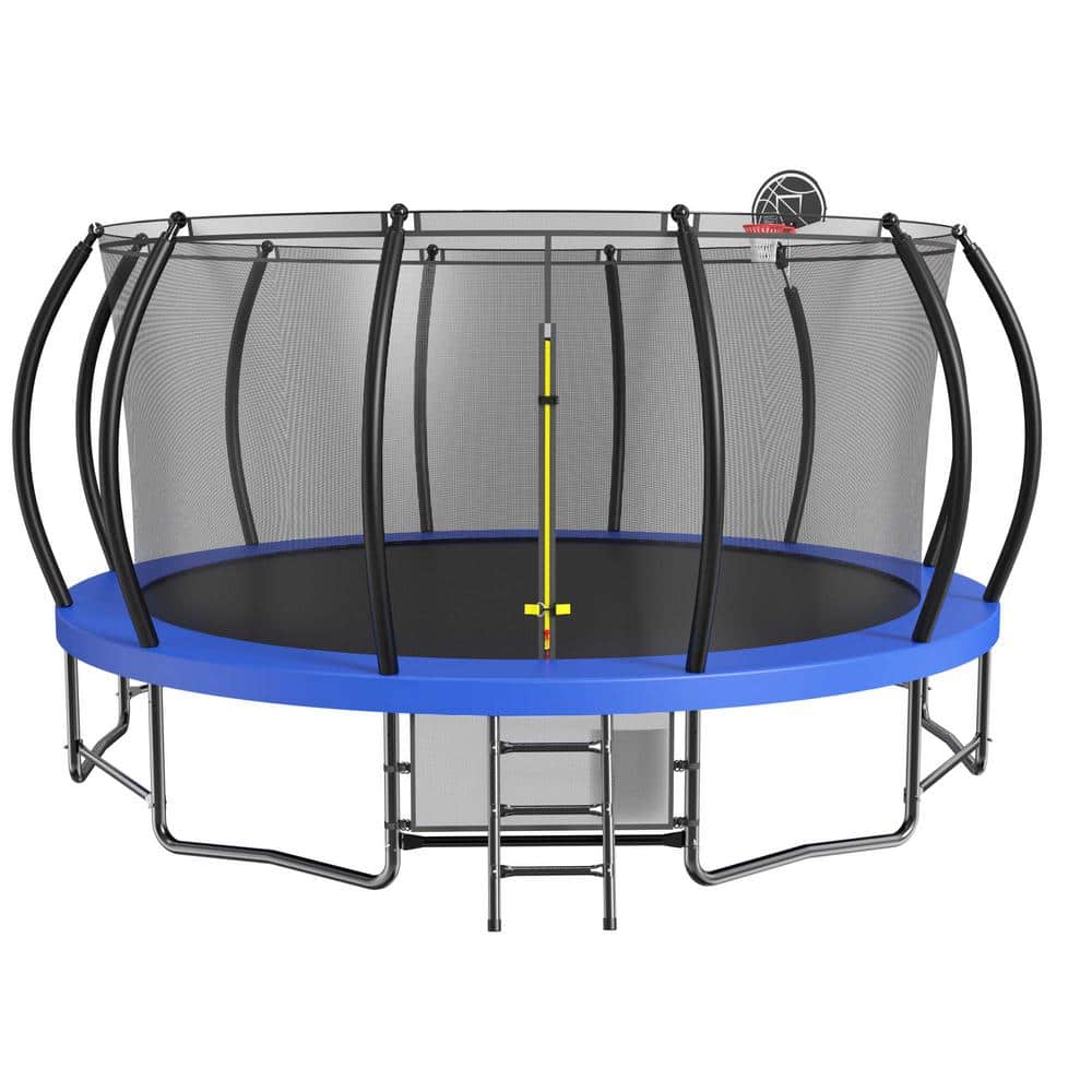 Tenleaf 16 ft. Outdoor Round Blue Trampoline with Ladder