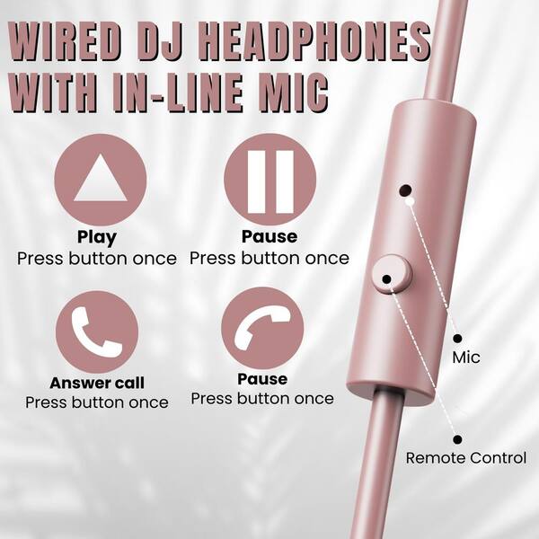 EKIEUDL Hi-Res Pink Wired Over the Ear Headphones EKIEUDL Hi-Res Pink Wired Over the Ear Headphones