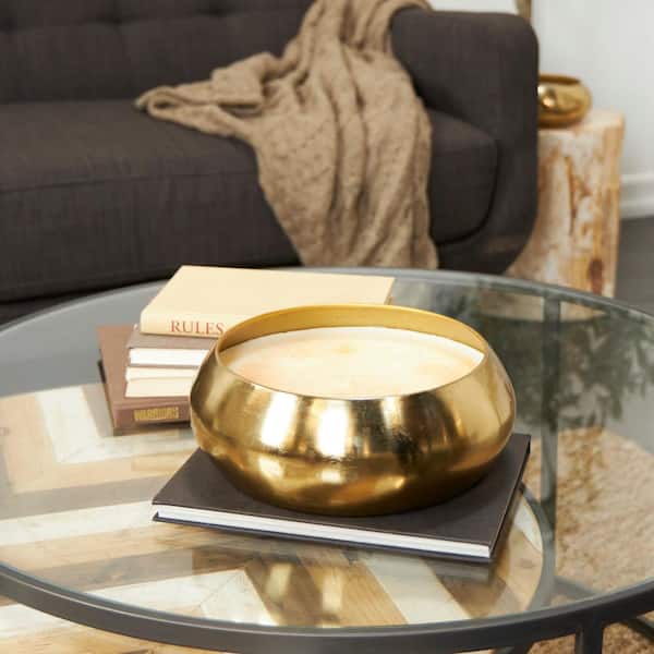CosmoLiving by Cosmopolitan Gold Jasmine Scented Wide 125 oz 5 Wick Candle with White Wax