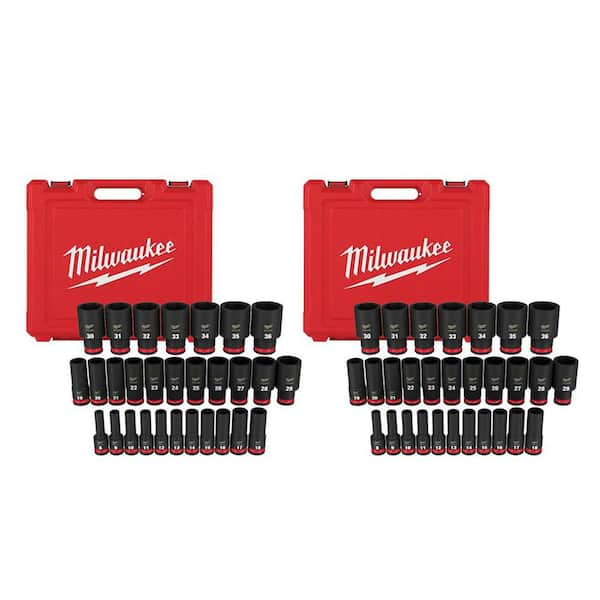 Milwaukee SHOCKWAVE 1/2 in. Drive Metric 6 Point Impact Socket Set (58-Piece)