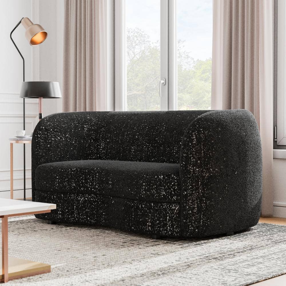 Furniture of America Julia 63.75 in. Black Boucle Polyester Fabric