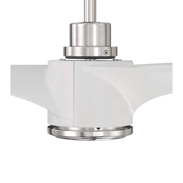 Phoebe 60 in. Indoor/Damp White and Polished Nickel Ceiling Fan with Smart Wi-Fi Enabled Remote and Integrated LED Light