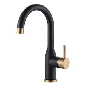 Single-Handle Bar Faucet Deckplate Not Included in Black and Gold