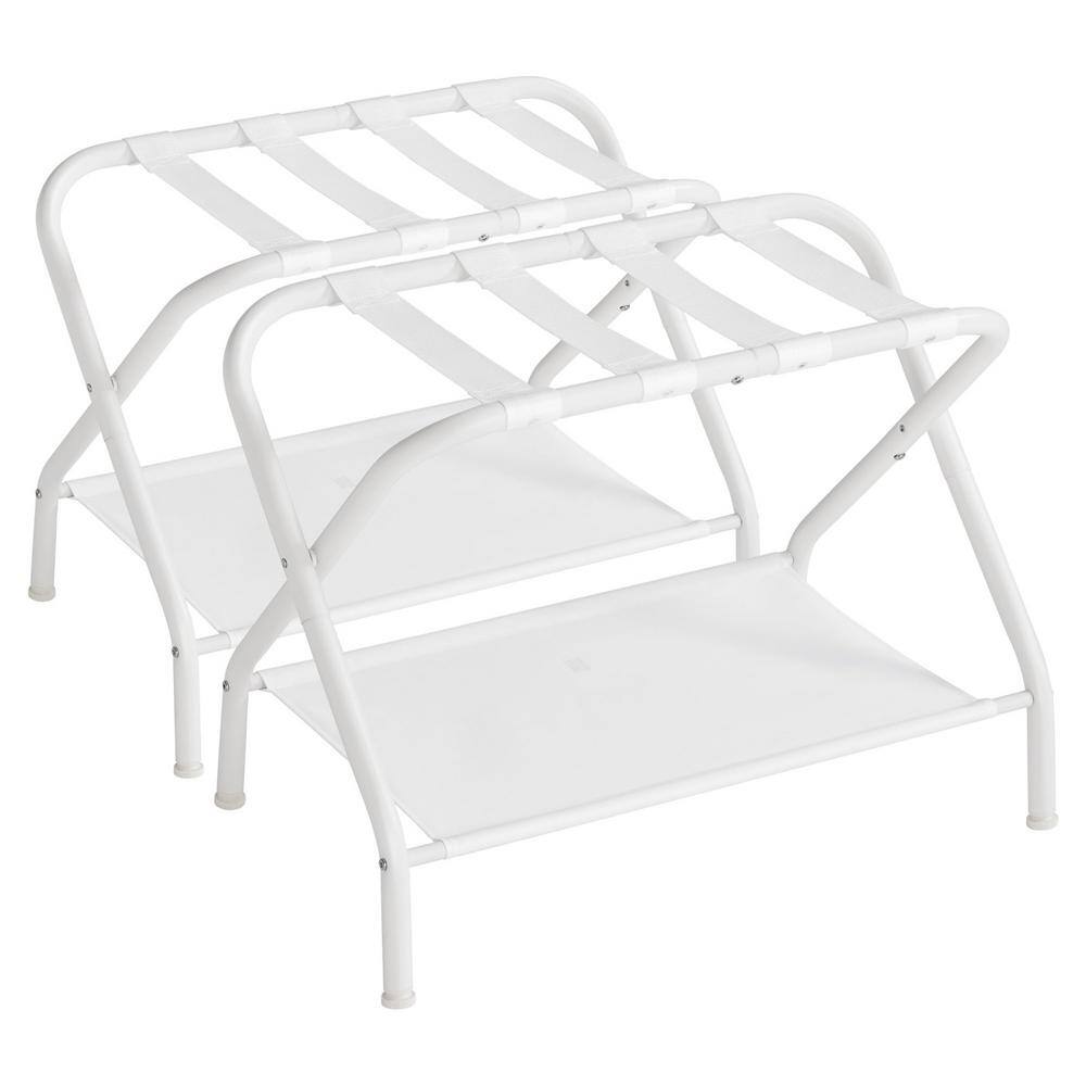 White Foldable Luggage Racks, Suitcase Stand with Fabric Storage Shelf for Guest Room, Bedroom and Hotel (2-Pack) price history on PriceWatchPro