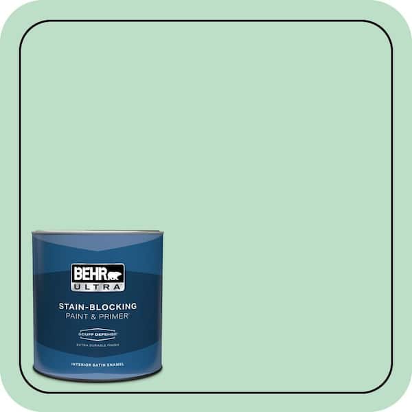 BEHR ULTRA 1 qt. #470C-3 Spirited Green Extra Durable Satin Enamel Interior Paint & Primer
