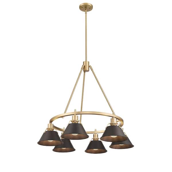 Golden Lighting Orwell 6-Light Brushed Champagne Bronze and Rubbed Bronze Chandelier