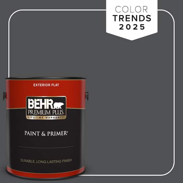 BEHR PREMIUM PLUS 1 gal. #PPU18-01 Cracked Pepper Flat Exterior Paint & Primer