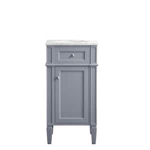 Timeless Home 19 in. W x 18 in. D x 35 in. H Single Bathroom Vanity in Grey with White Marble Top and White Basin