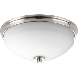 Replay 2-Light Brushed Nickel Flush Mount with Etched Glass Shade