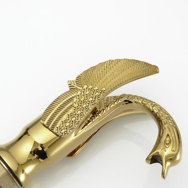 Swan Single Hole Single-Handle Bathroom Faucet And Pop Up Drain & Overflow Cover in Gold