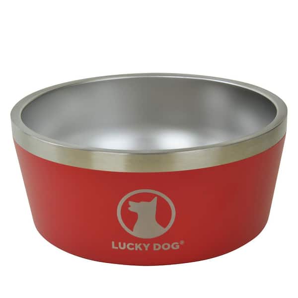 Lucky Dog Indulge 100 oz. 12.5 Cup Double Wall Stainless Steel Dog Bowl, Non Slip, Lifetime Warranty in Red