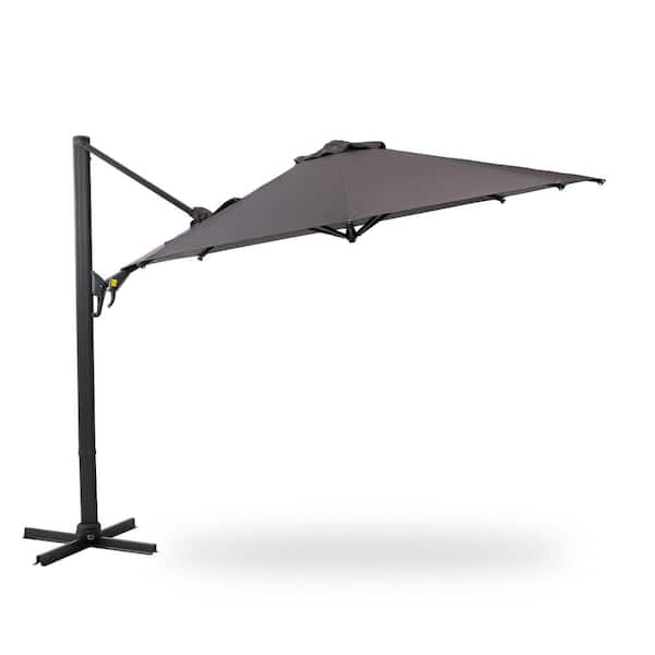 11 ft. Cantilever Patio Umbrella Round Outdoor Offset Umbrella in Gray, with 360° Rotation and Tilt Adjustment