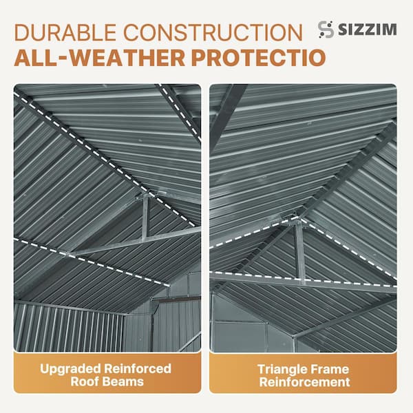 Sizzim 13.6 ft. W x 12 ft. D Metal Storage Shed, Double Door, Air