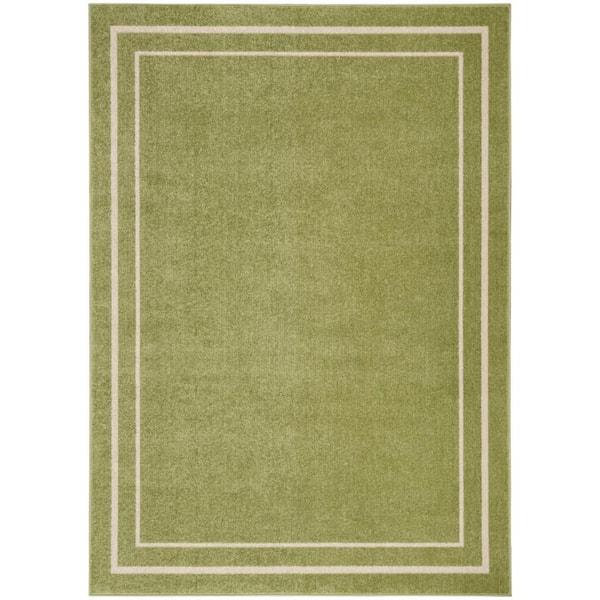 Nourison Essentials Green Ivory 5 ft. x 7 ft. Solid Contemporary Indoor/Outdoor Area Rug