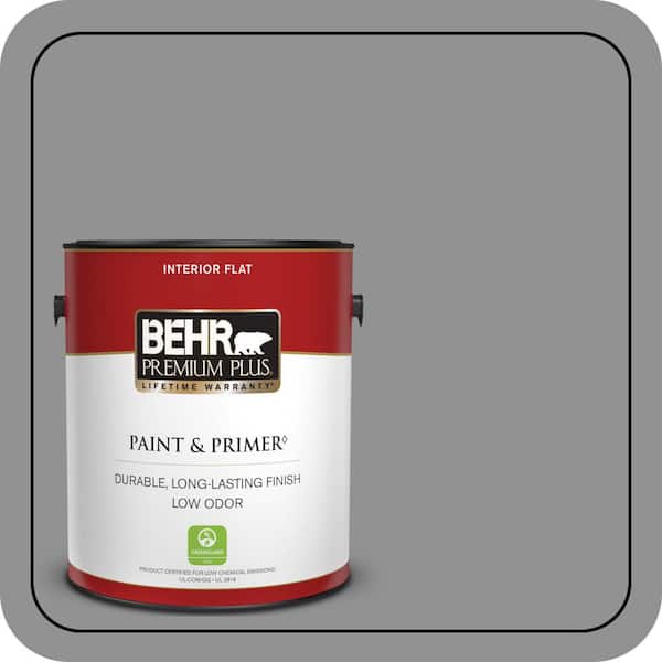 BEHR PREMIUM PLUS 1 gal. #N520-4 Cool Ashes Flat Low Odor Interior Paint & Primer