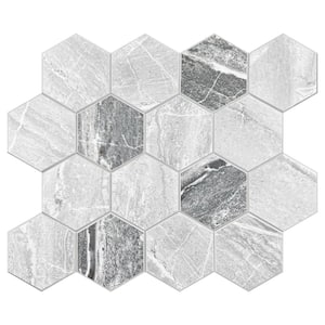 Lisbon Stone Gray Honeycomb 5 in. x 5 in. 4mm Stone Peel and Stick Backsplash Tile Sample Cut Tile (.17 sq. ft./Sample)