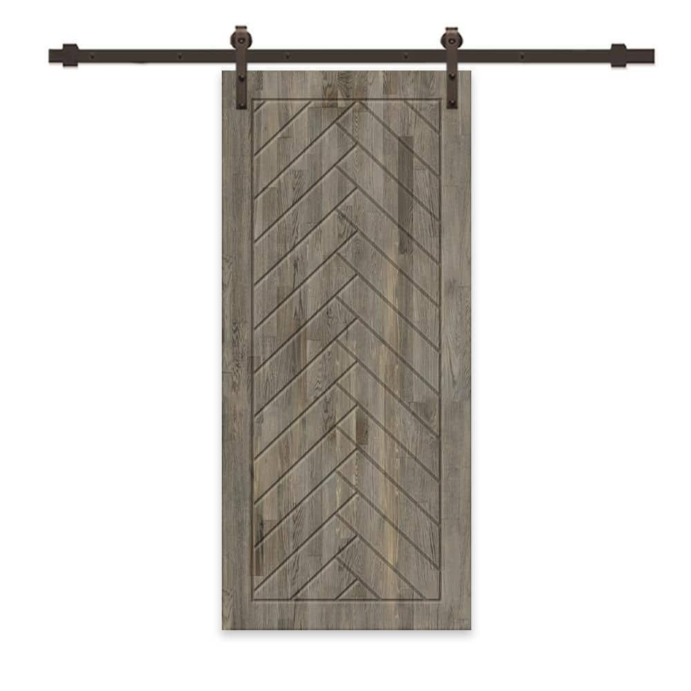 CALHOME 42 in. x 84 in. Weather Gray Stained Pine Wood Modern Interior ...