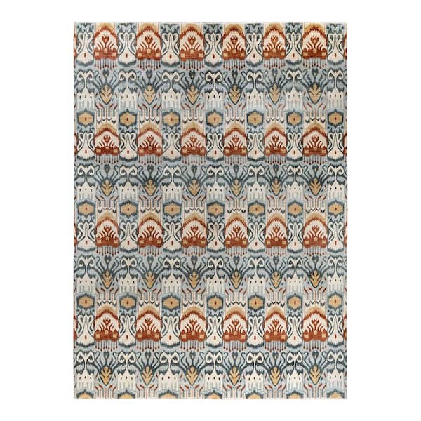 Ikat Gray 9 ft. x 12 ft. Floral Wool Indoor Area Rug