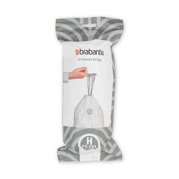 Brabantia 13.2 Gal. to 16 Gal. 50 l to 60 l PerfectFit Trash Can Liners Code H 120-Bags