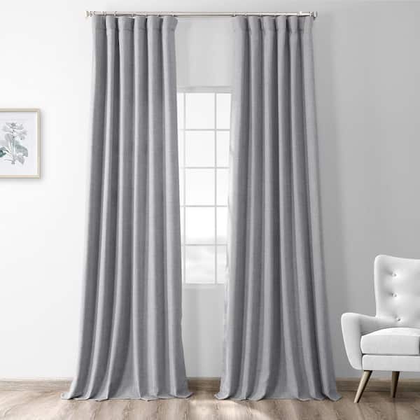 Exclusive Fabrics & Furnishings Steely Grey Solid Room Darkening Curtain - 50 in. W x 96 in. L Rod Pocket with Back Tab Single Window Panel