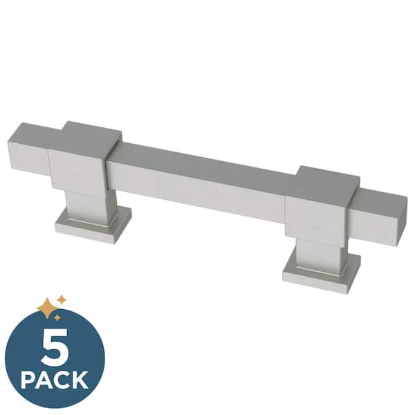 Franklin Brass 5-Pack Square Bar Adjusta-Pull Adjustable 1-3/8 to 4 in. (35-102 mm) Modern Matte Satin Nickel Cabinet Drawer Pulls