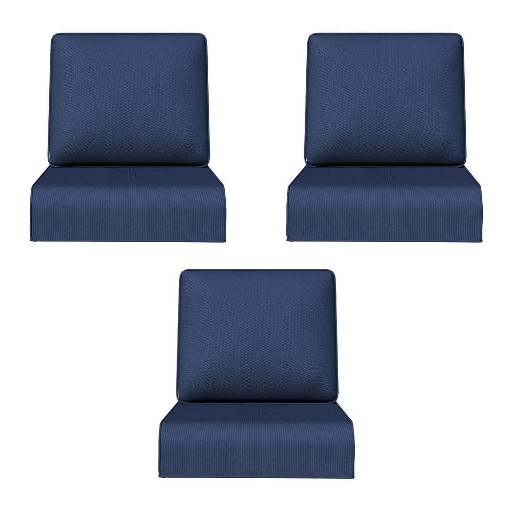 24 in. x 24 in. x 6 in. 6-Piece Outdoor Patio Replacement Deep Seat Cushion Set for Lounge Chairs in Blue