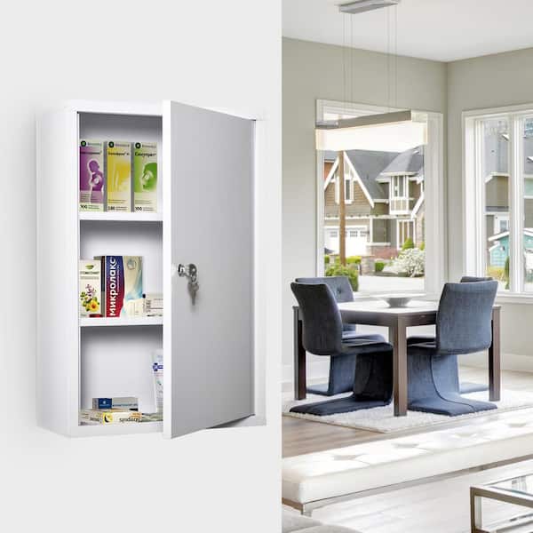 15.75 in. W x 23.5 in. H Steel White Wall Surface Mount Medicine Cabinet without Mirror