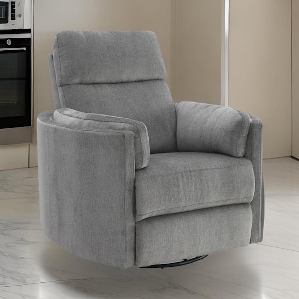 Charcoal Chenille Manual Swivel Recliner