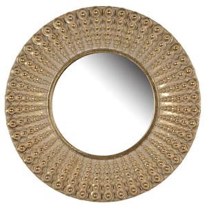 14 in. x 14 in. Aubrey Modern Round Framed Gold Decorative Mirror