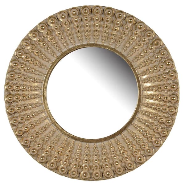 A & B Home 14 in. x 14 in. Aubrey Modern Round Framed Gold Decorative Mirror