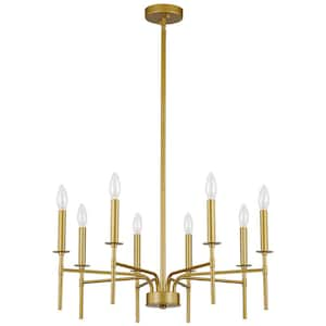 8-Lights Gold Farmhouse Candle Chandelier for Lounge Study Nursery Room