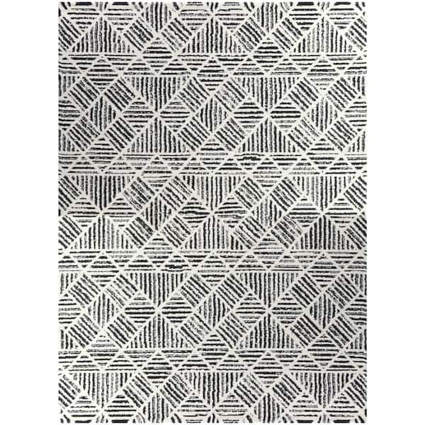 BALTA Frederic Cream/Charcoal 9 ft. x 12 ft. Geometric Area Rug
