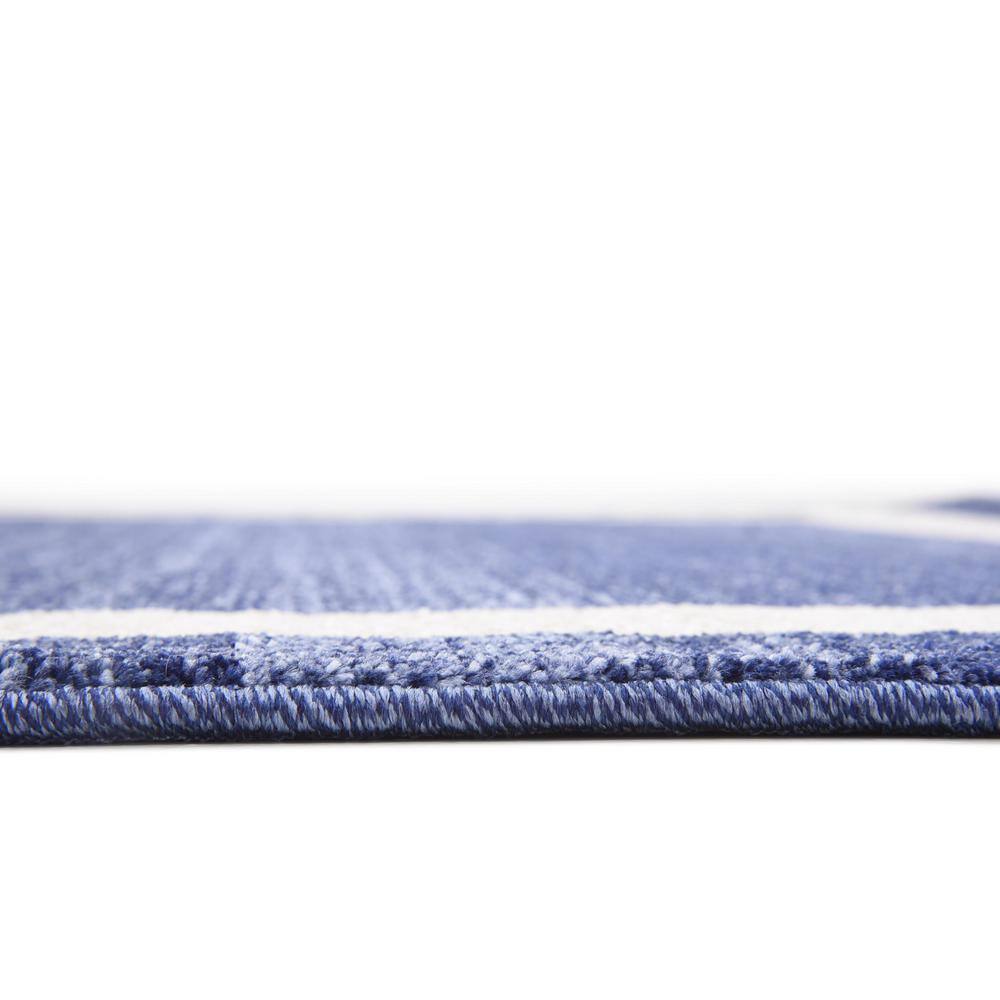 Navy Blue Rectangular Stain-Resistant Synthetic Area Rug
