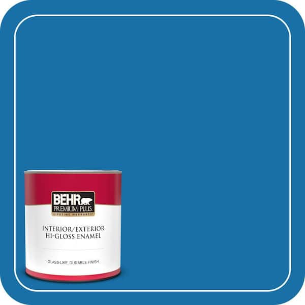 BEHR PREMIUM PLUS 1 qt. #560B-7 Cerulean Hi-Gloss Enamel Interior/Exterior Paint & Primer