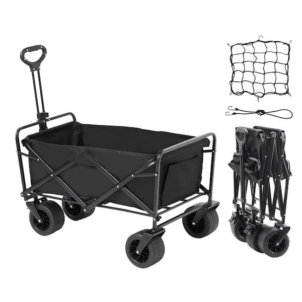Folding Wagon 3 cu. ft Steel Beach Wagon Cart with All-Terrain Wheels Heavy-Duty Folding Wagon Garden Cart 2025 update