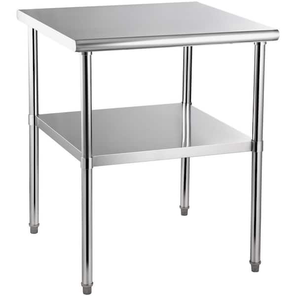 SKYSHALO 30 x 30 x 36 in. Stainless Steel Prep Table, 800 lbs. Load Capacity Heavy Duty Metal Table Commercial Workstation Sliver