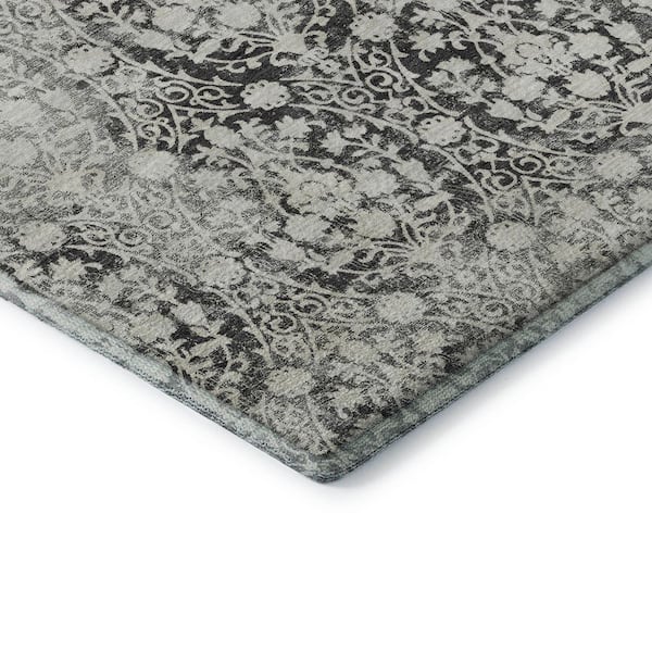 Mayfield Premium Machine Washable Abstract AMF1231 Charcoal 3 ft. x 4 ft. Area Rug