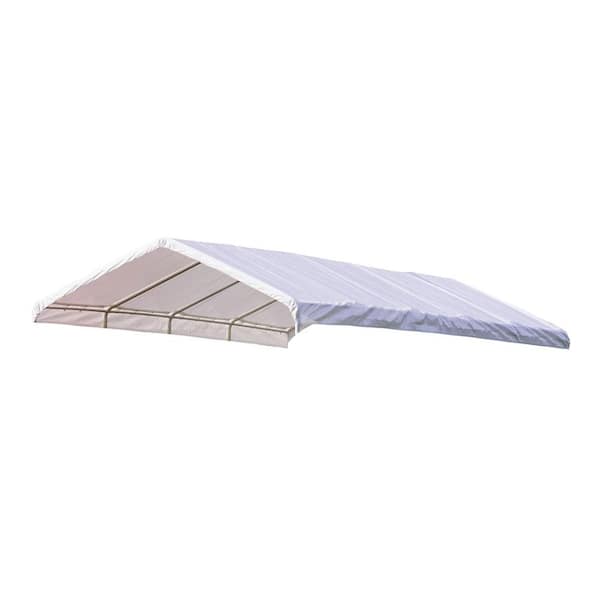 ShelterLogic 12 ft. W x 30 ft. D SuperMax Premium Canopy Replacement Cover in White with Patented Twist-Tie Tension Feature