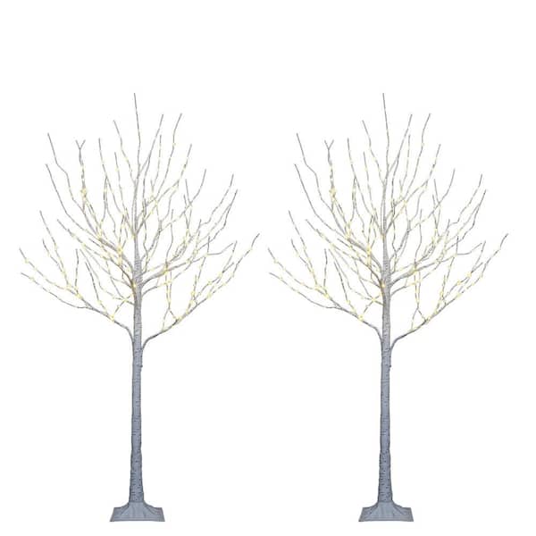 Lightshare 6 ft. Pre-Lit Birch Tree with Fairy Lights Warm White, Artificial Christmas Tree for Festival Party (2-Pack)