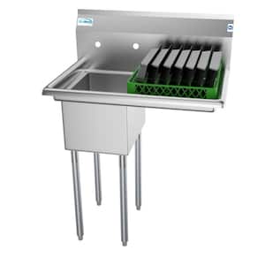 31 in. Freestanding Stainless Steel 1 Compartment Commercial Sink with Drainboard