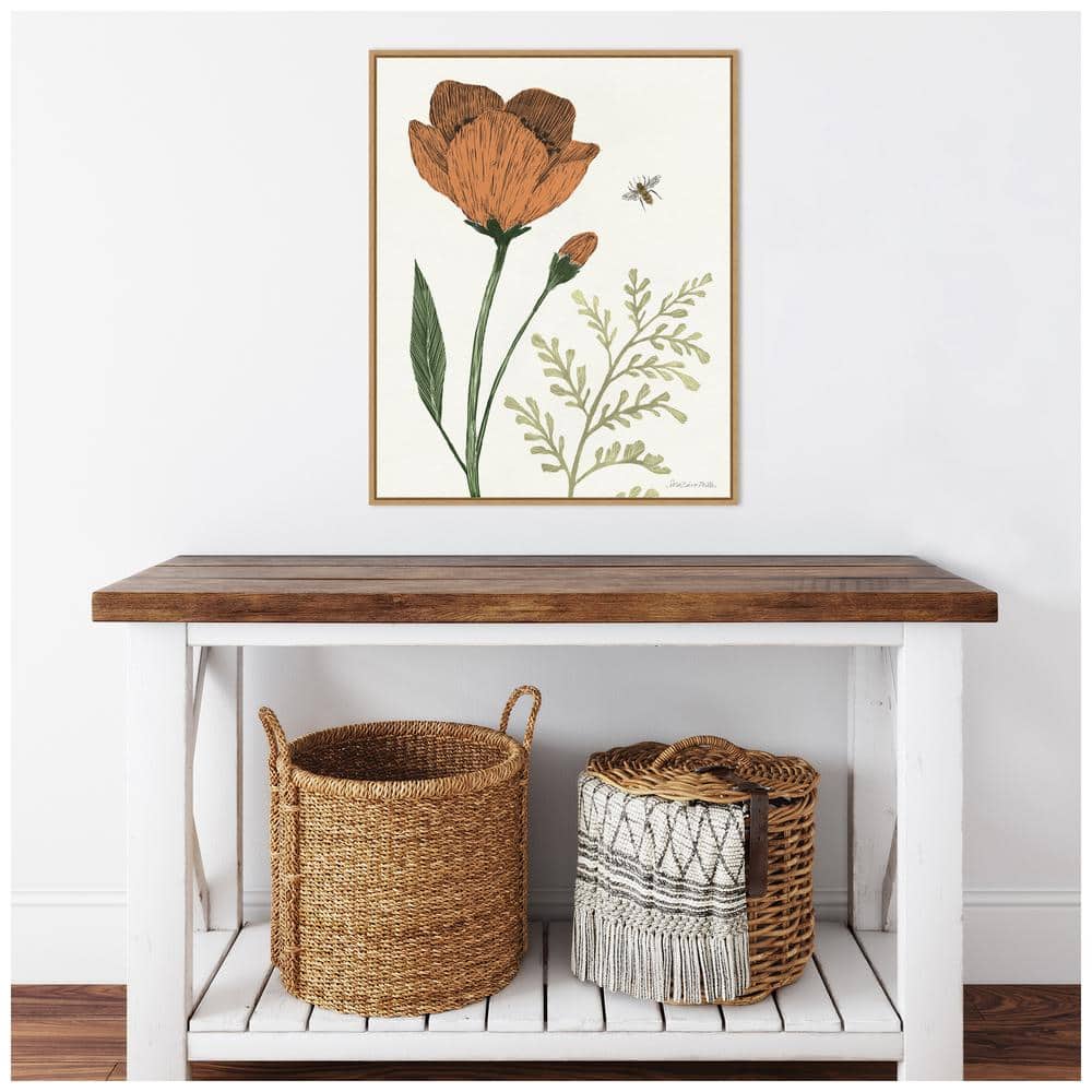 Springtime Floral Canvas Print with Light Brown Frame