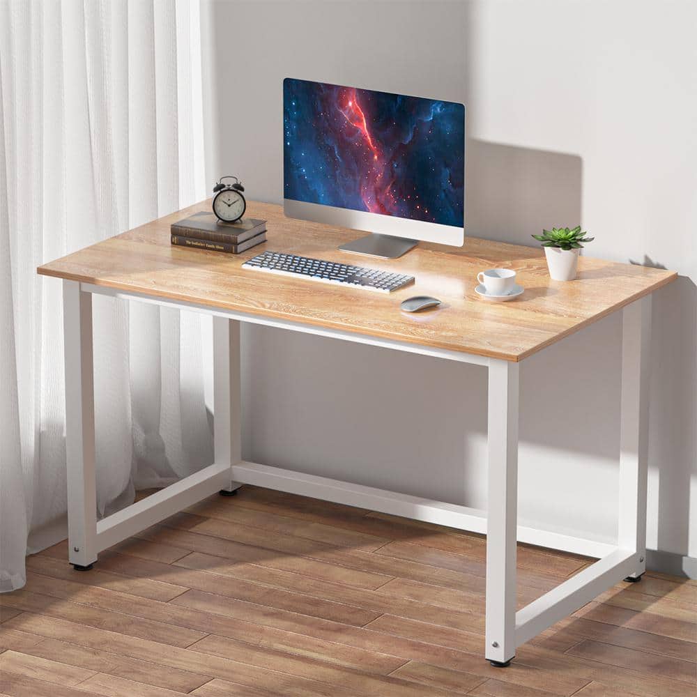 DOUXLIFE 43.31 in. Rectangular Oak/White Computer Desk