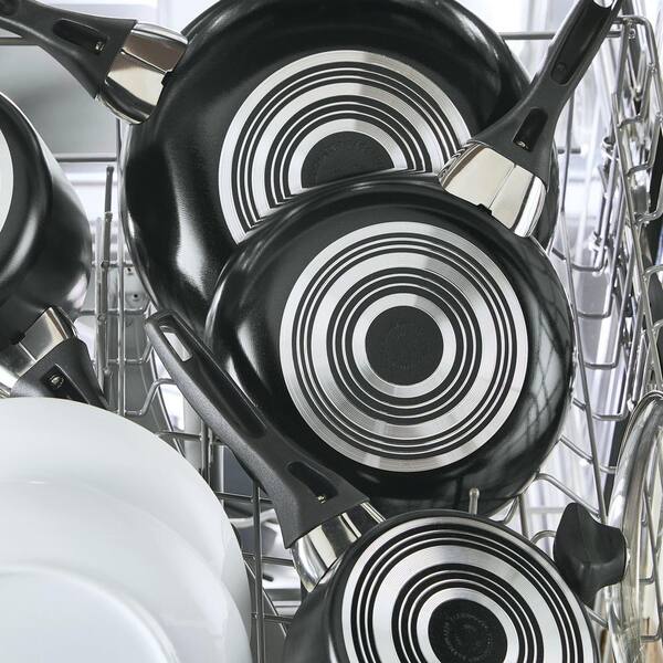 Dishwasher Safe 12 in. Aluminum Nonstick Skillet in Black with Glass Lid Dishwasher Safe 12 in. Aluminum Nonstick Skillet in Black with Glass Lid