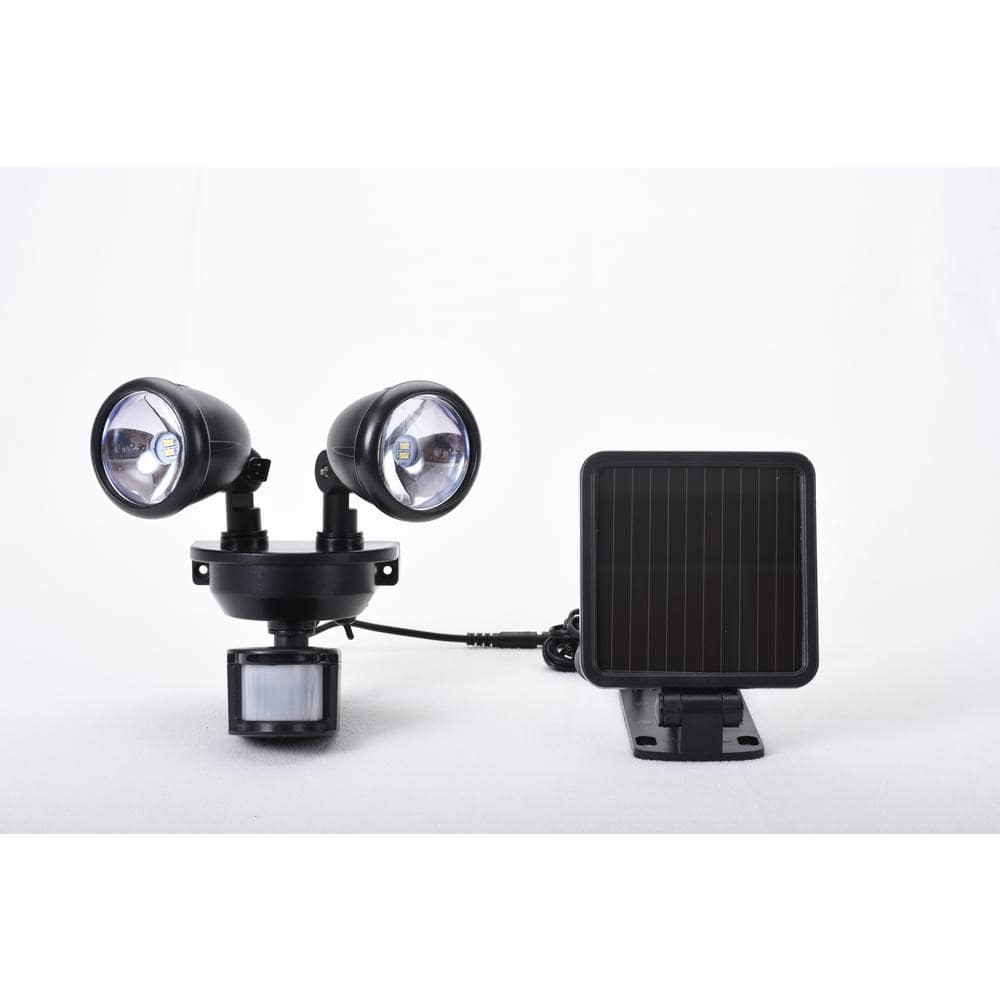 Solar Black Motion Sensing Dual Head Integrated LED Area Light