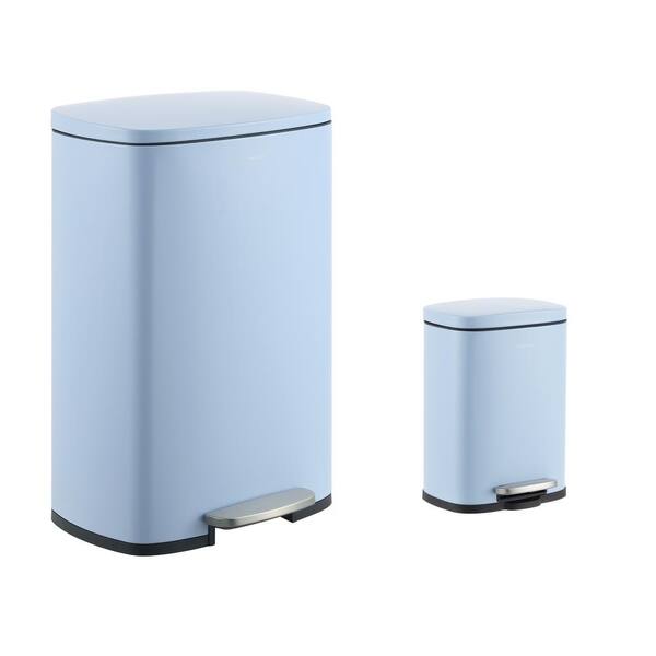 happimess Connor Rectangular 13-Gal. Trash Can with Soft-Close Lid and FREE Mini Trash Can, Tide Pool Blue