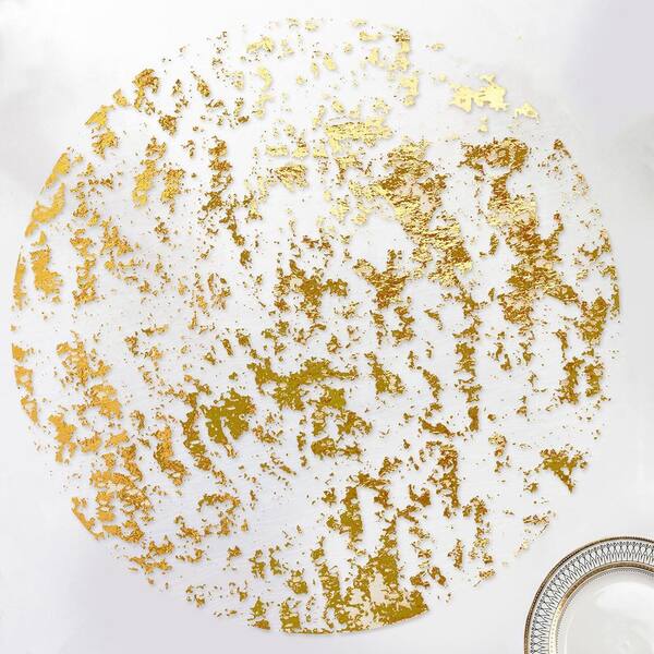 13 in. Gold Disposable Charger Plates Set of 50, Metallic Thin Round, Mesh Pressed Fall Table Placemates