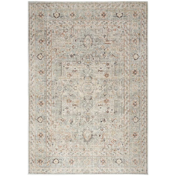 Nourison Oushak Home Light Grey 4 ft. x 6 ft. Floral Traditional Area Rug