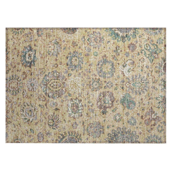 Chantille Machine Washable Indoor/Outdoor Abstract ACN2013 Gold 2 ft. x 3 ft. Accent Rug