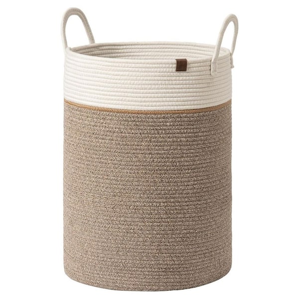 Multi-Colored 16 in. x 22 in. Cotton Decorative Basket with Handles